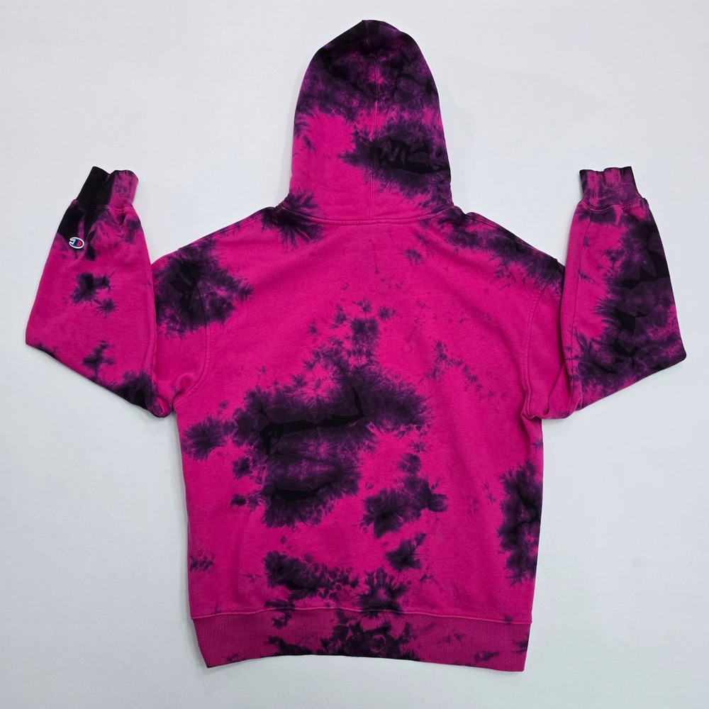 Champion Womens Pink Black Tie Dye Hoodie Sweatshirt XL Rose Logo - Picture 2 of 13